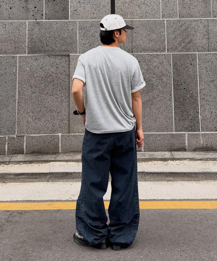 INTEMPOMOOD Track Washed Cotton Wide Pants_Navy