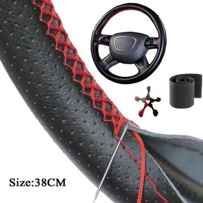 Coprivolanti universali fai da te in morbida fibra di pelle intrecciata Volante per auto con aghi e filo Accessori interni