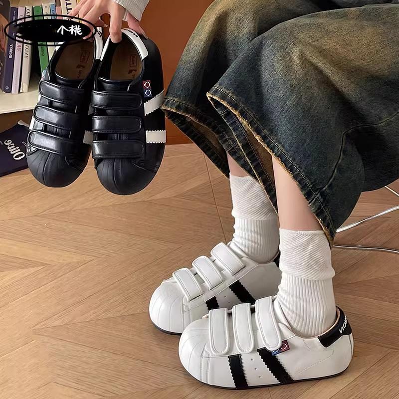 Qi Yan Chou Meng platform German training shoes women's 2025 summer new heightening versatile shell head casual big head board shoes