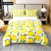 Nature Bedspread Lemon Tree Branches Gardening Design Decorative Quilted 3 Piece Coverlet Set with 2 Pillow Shams Full Size