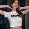 Black Slim and Sweet Hot Girl Slim Short Top for Women New Summer Navel-open Short-sleeved T-shirt for Women