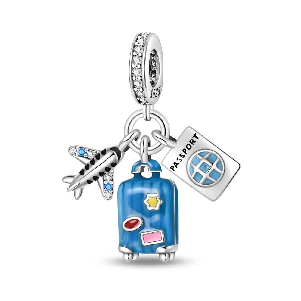 Silver 925 Blue Ocean Ship Lighthouse Starfish Charms Beads Pendants Fit Bracelets for Women DIY Fine Jewelry Gifts