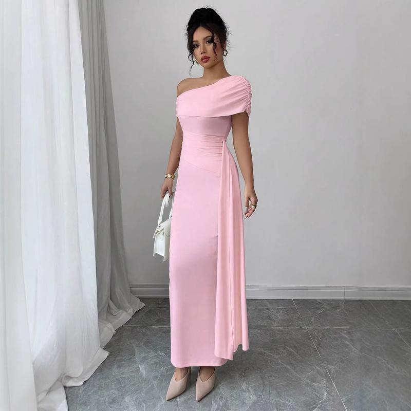 Women's Off Shoulder Cutout Bodycon Maxi Dress Slim Fit Elegant Party Dress
