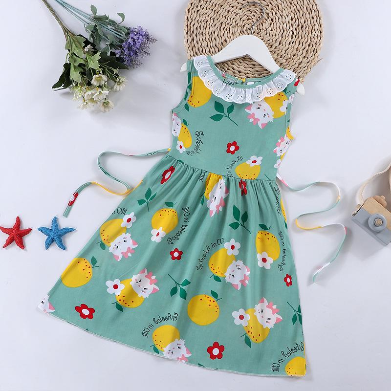 Sommer Koreanischer Stil Baumwollseide Kleid für Baby Mädchen - Prinzessin Mode Pyjamas