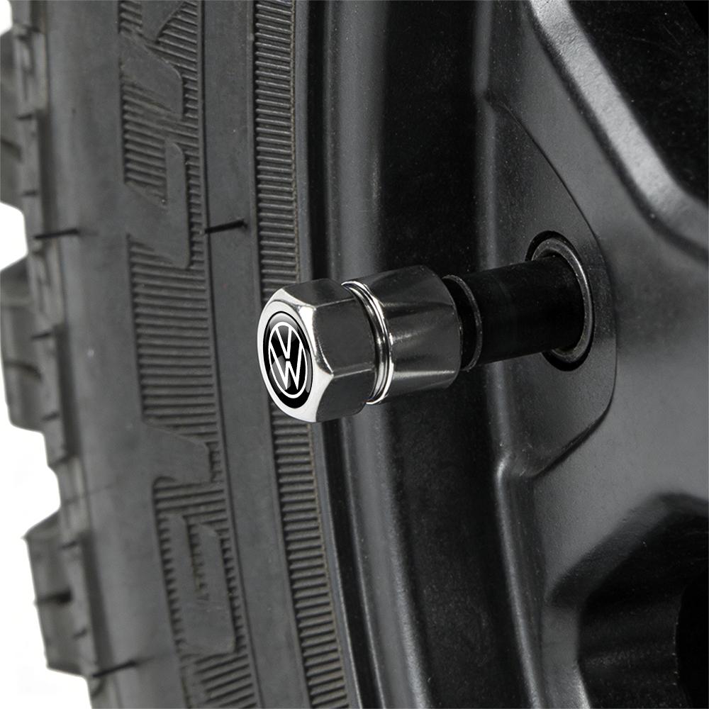 For Volkswagen MK1 4PCS Car Badge Wheel Tires Valve Caps Tyre Valve Stem Covers For Volkswagen VW R Polo Passat Rline Golf 6 Tiguan Jetta GTI ID.3