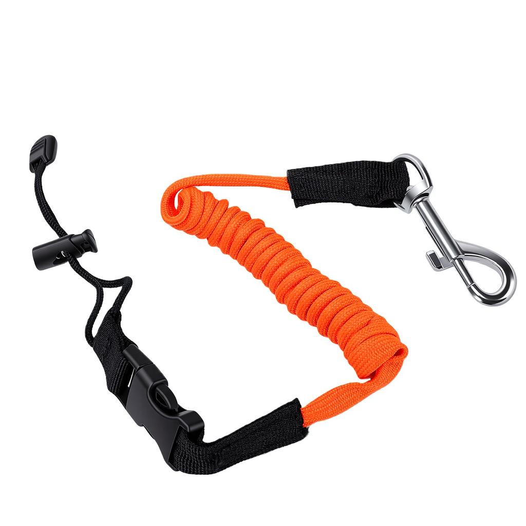 Kayak Paddle Leash Easy Connect Shock Absorption Lightweight Kayak Rod Leash for Canoe Paddle Board Orange