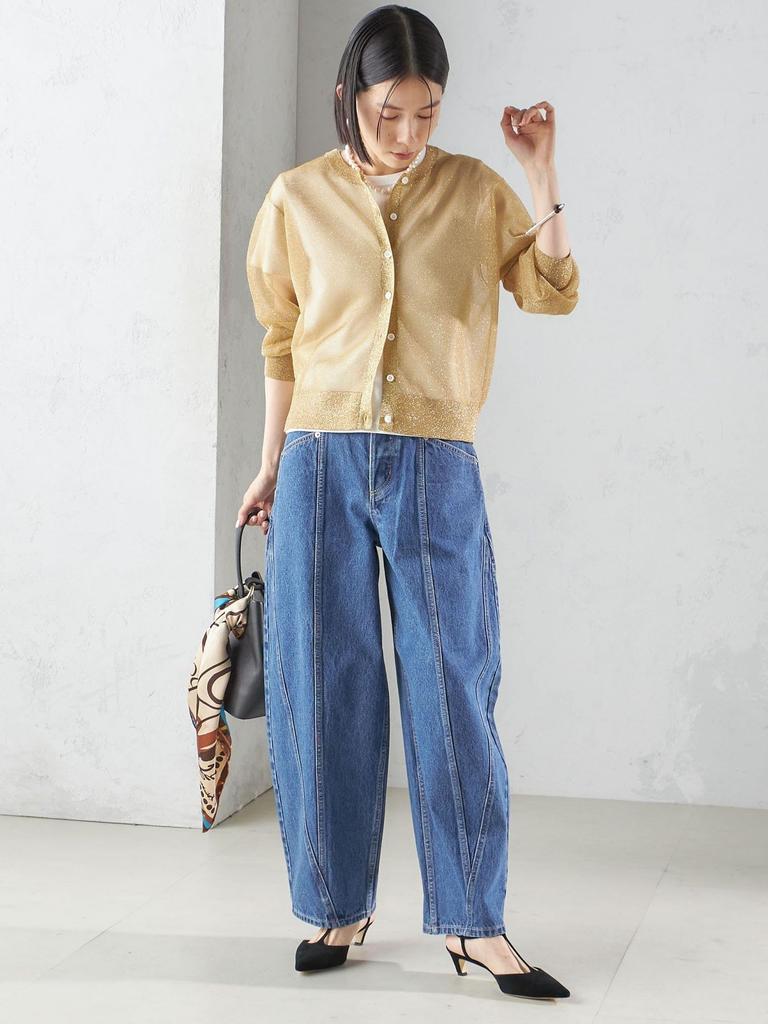 SHIPS for Italian Yarn Short One Size women's Lamé Cardigan, 316211017, Gold,