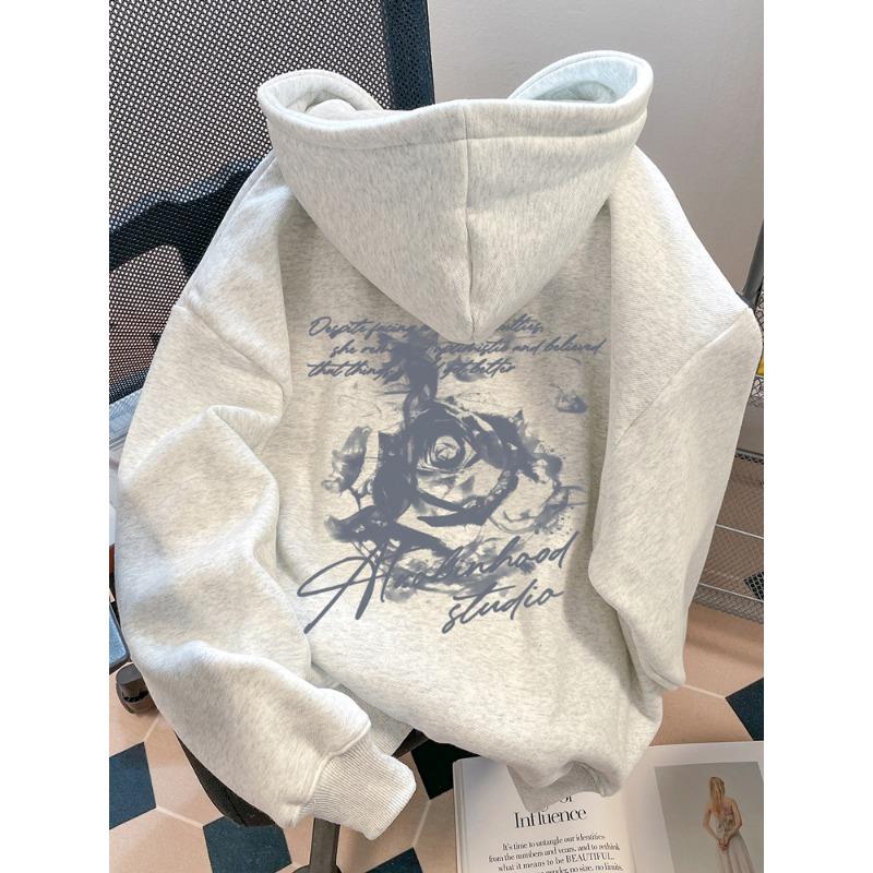Rose Flower Men Women Hoodie Pullover Outdoor Street Casual Loose Sports Comfort Sporty Versatile Daily Winter Autumn Sweatshirt