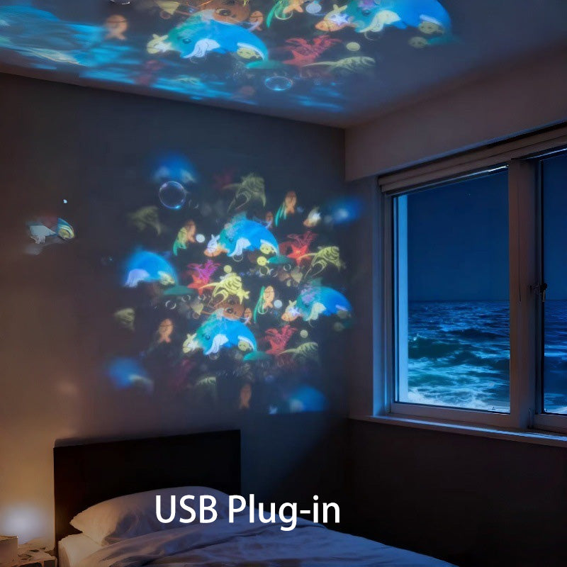 

Ocean Projector Night Light for Kids Dynamic Rotating LED Projector Light Snowflake Atmosphere Lamp Bedroom Gift Christmas Decor