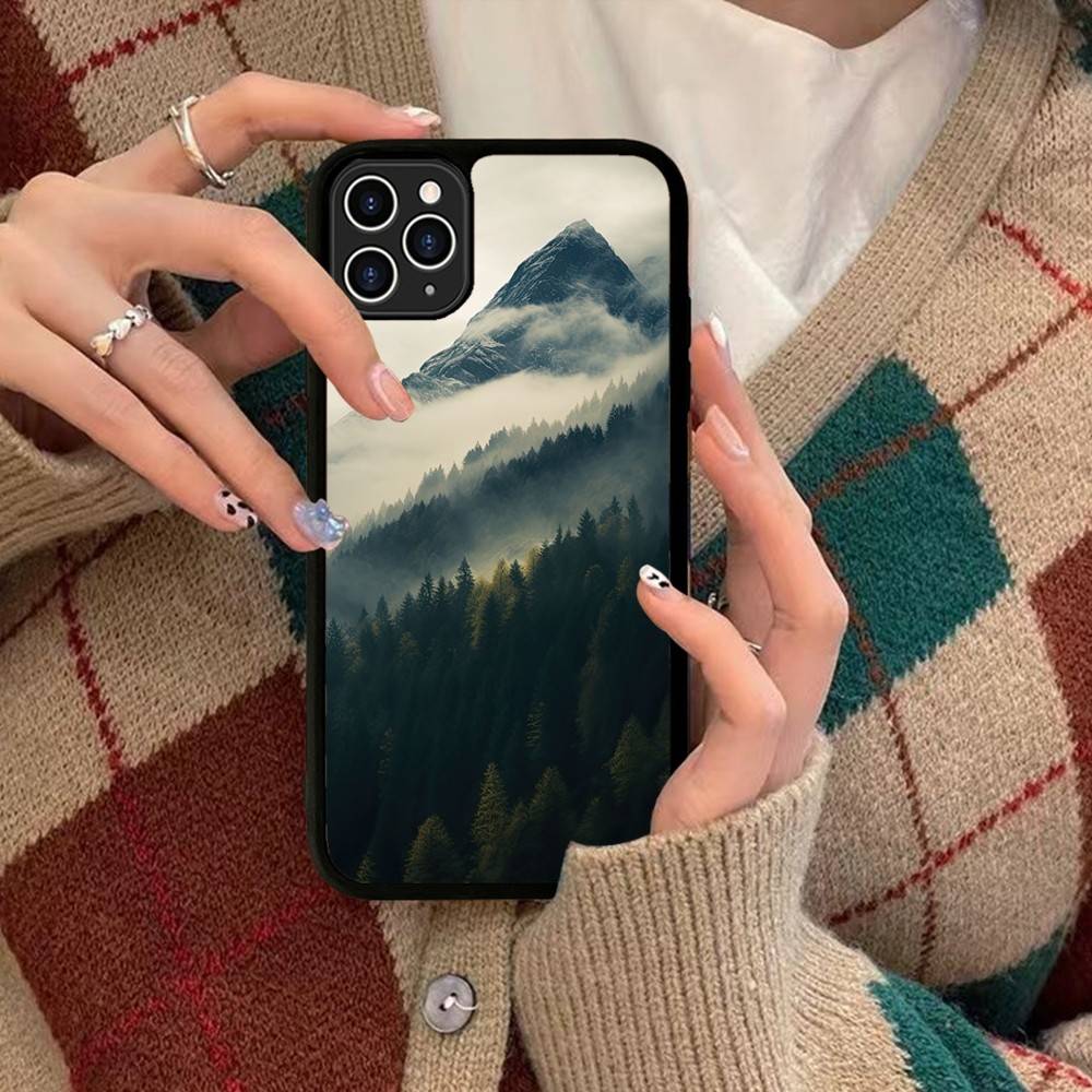 Mountain Forest Phone Case Wireless Charging PC+TPU For IPhone 11 12 13 14 15 16 17 Pro Max Plus Case