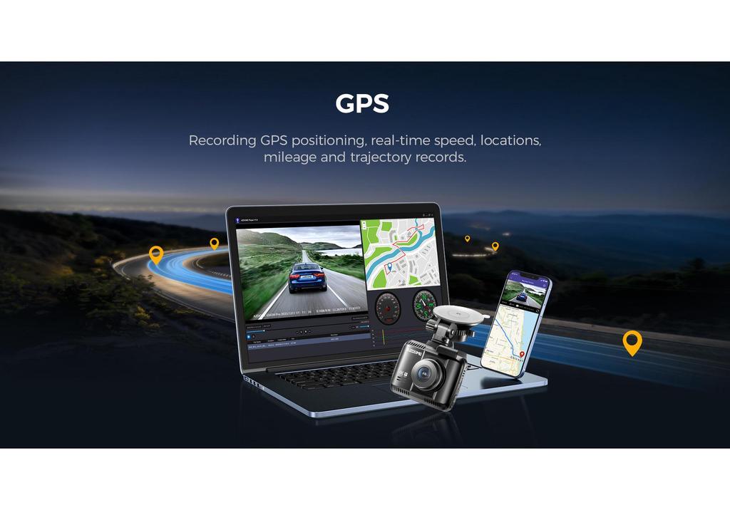 AZDOME 4K Dual Lens Dash Cam with Bluetooth, WiFi, Parking Monitor, and GPS Tracking