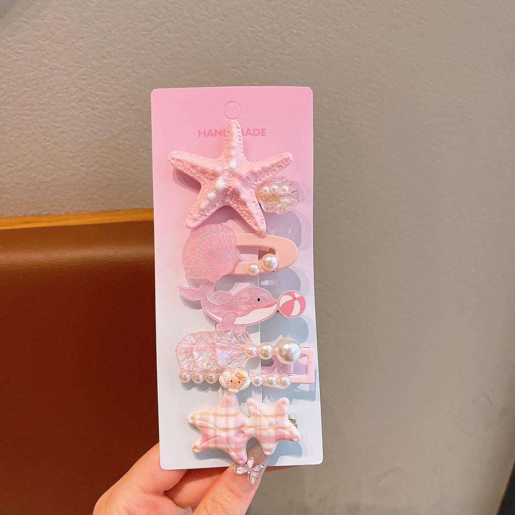 Summer Ocean Starfish Shell Hairpin Cute Children'S Hairpin Duck Beak Clip Pearl Hair Accessories Headgear Clip Girl