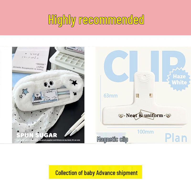 Plush Blue Puppy Pencil Case - Large Capacity Student Stationery Bag with Window