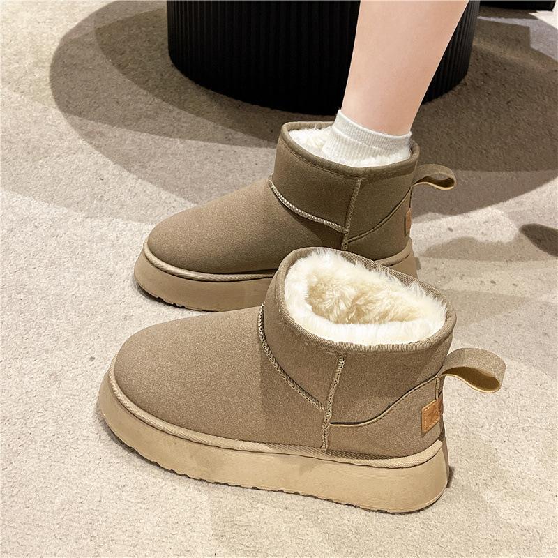 Thick-soled Short Boots Women's Winter Snow Boots Fur Integrated Fleece Thickened Versatile Cotton Shoes Low Tube Women's Boots Wholesale