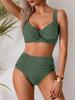 Sexy Sportswear for Women Vintage Fashion Sleeveless Swim Solid Folds 2025 New Spring Summer Two Piece Suits Bikinis Set