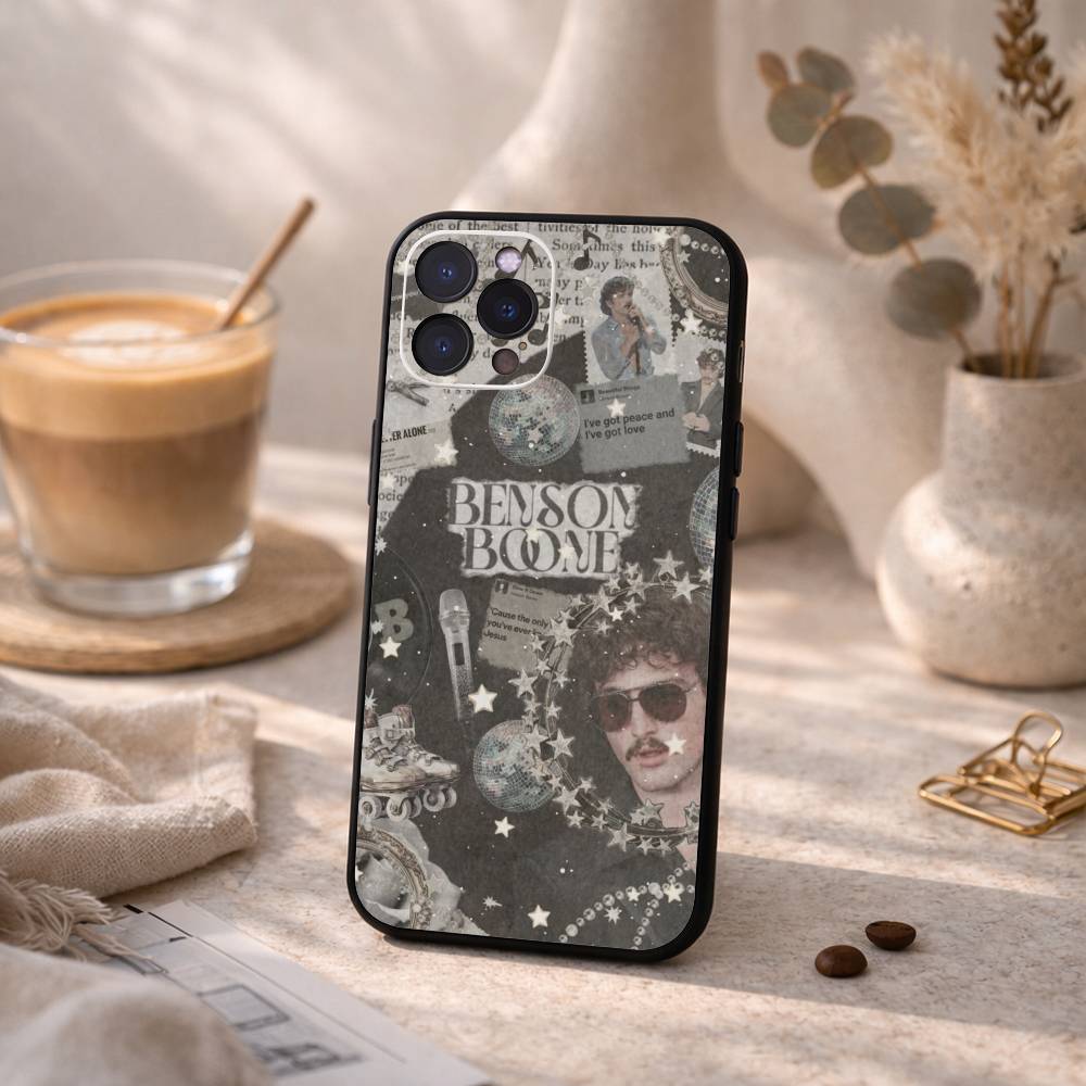 B-Benson American H-Heart Boone Phone Case For iPhone17 16 15 14 13 12 11 Pro Max Plus,5G Soft Black Case