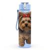 1PC Yorkie Puppy With Red Hair Bow 750ml Color Plastic Sports Water Bottle Leakproof Flip Straw Lid Suitable for Sports Office Home Use