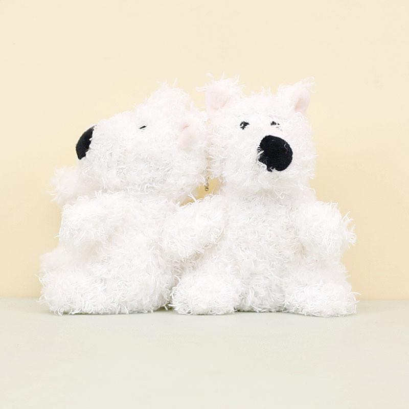 Cute White Westie Plush Keychain Fluffy Dog Bag Accessory Short Fur 13cm