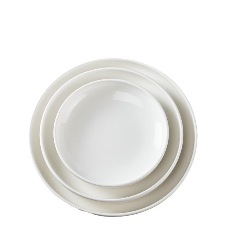 White High-Footed Ceramic Soup Bowl - Deep Plate for Home or Hotel Use