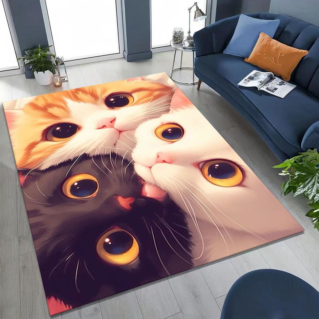 Neuer Niedlicher Katze Kätzchen Miau Cartoon Teppich für Schlafzimmer Wohnzimmer Sofa Zuhause Fußmatte Dekor, Große Kinder Spiel Anti-Rutsch Bodenmatte