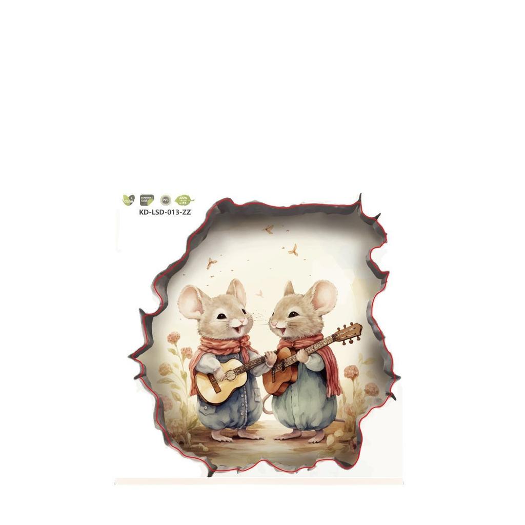 3D Animal Mouse Animal Pattern Sticker Creative Children'S Room Wall Decoration Beautification Sticker