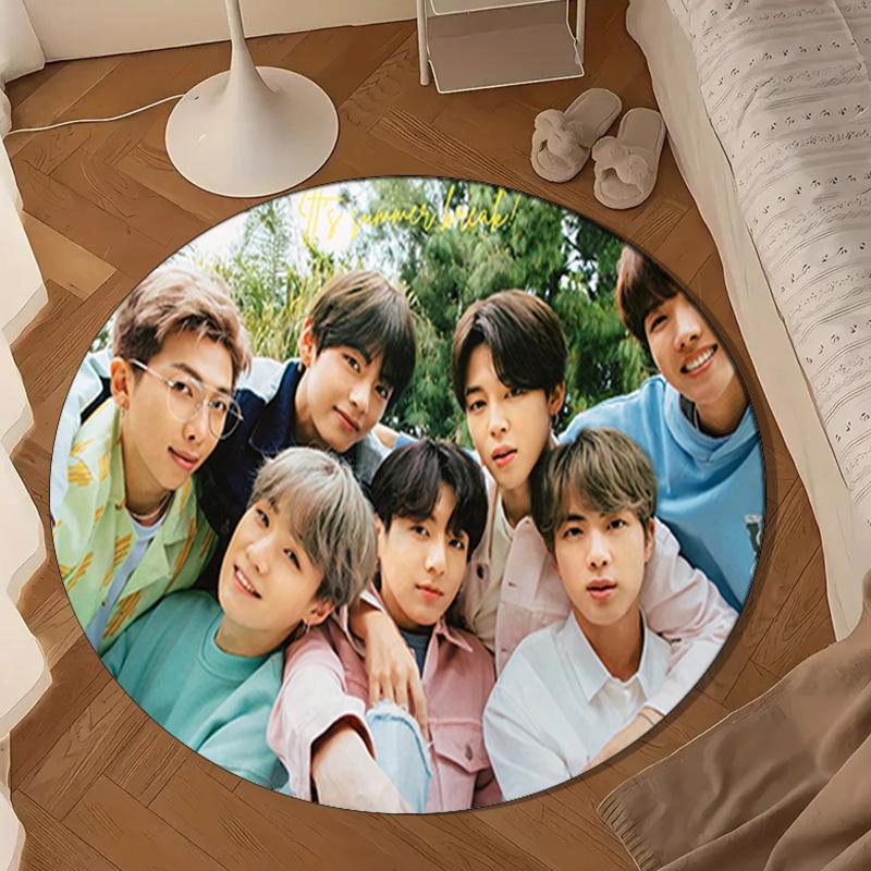 Kpop Group Portrait Round Rug for Livingroom,Bedroom, Palyroom, Chair Rug, Area Rug, Circle Carpet, Large Size Fan Christmas Gift