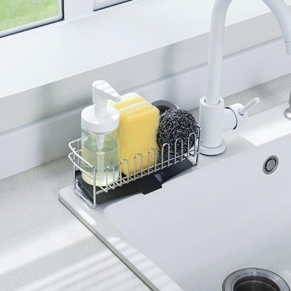 with Drain Tray Kitchen Drain Rack Rust-proof Sink Sponge Rack Dish Drying Rack  Countertop