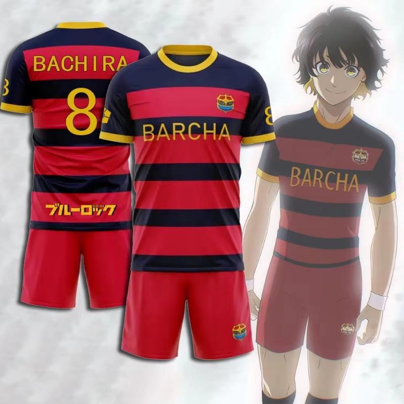 Summer Blue Lock Fc Barcha Cartoon Anime Role-Playing T-Shirt And Shorts Two-Piece Set Children s Clothing Fashion Style Men Boy S