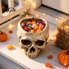 Retro Distressed Skull Decor Planter, Resin Head Flower Pot, Halloween Candy Bowl, Spooky Unique Gothic Gifts Decoration for Tabletop Home Bar Office