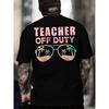 European Sizes Men'S "Teacher Off Duty" Graphic T-Shirt - Funny Back Print with Palm Tree & Beach Design, Black Casual Streetwear Tee