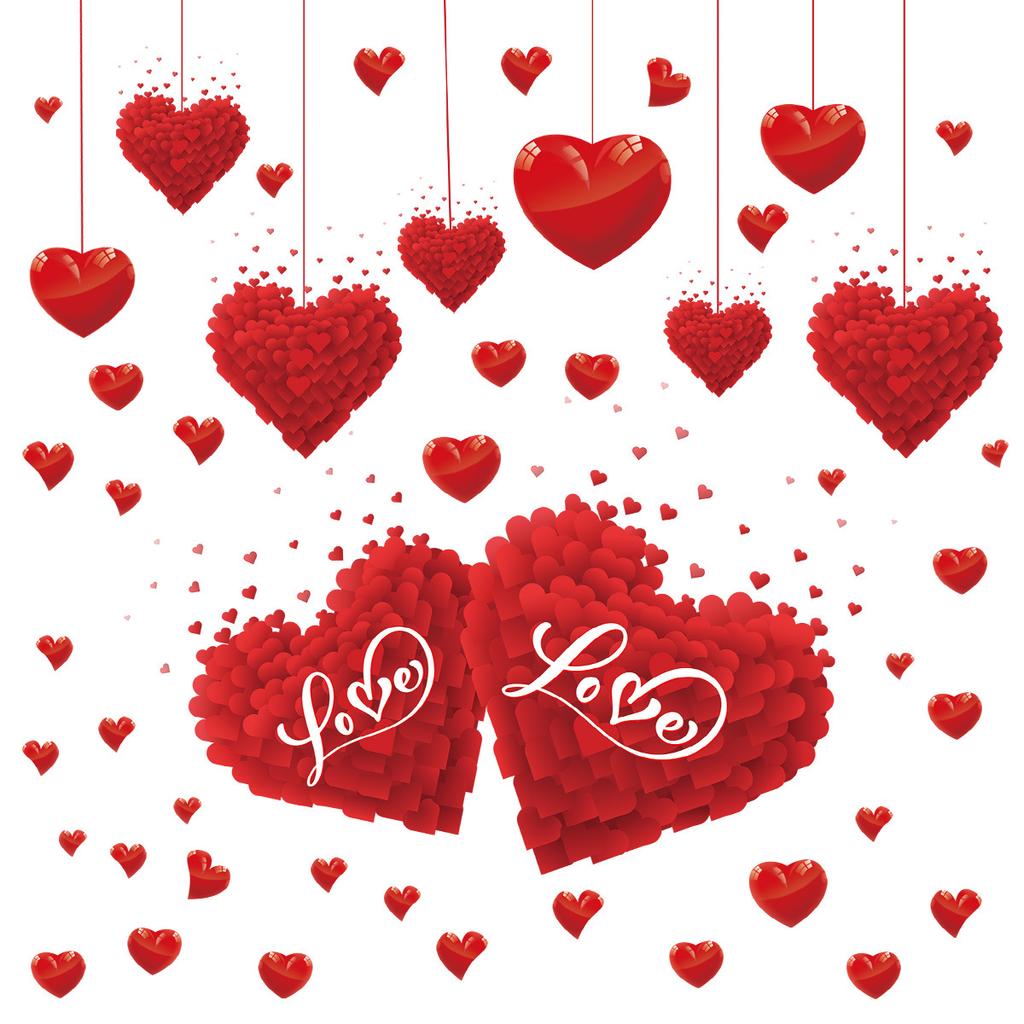 2026 Nya Alla hjärtans dag Dekorationer Statiska Klistermärken Köpcentrum Fönsterutställning Klistermärken Entrévägg Prydnad