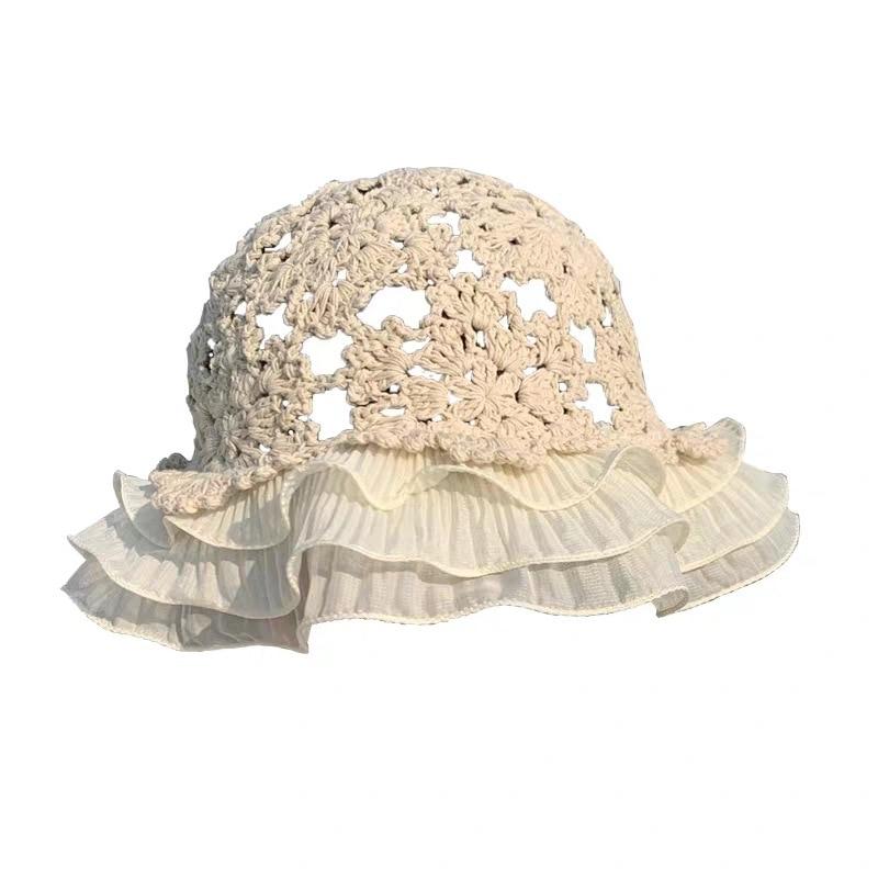 Bucket Hat Crochet Hat Lace Flower Cute 