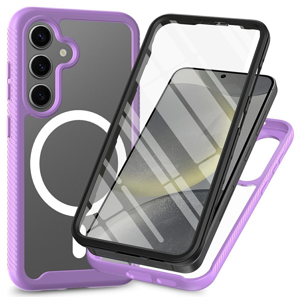 For Samsung Galaxy S24+ Magnetic Case PC+TPU Phone Cover with PET Screen Film All-Around Protection