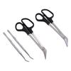 Long Handle Toenail Scissors Stainless Steel Bandage Scissors with Nail Lifters for Salon Home Use