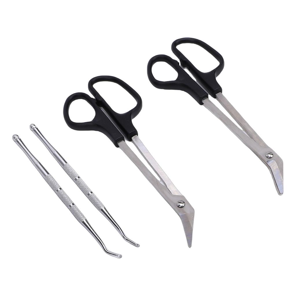 Long Handle Toenail Scissors Stainless Steel Bandage Scissors with Nail Lifters for Salon Home Use