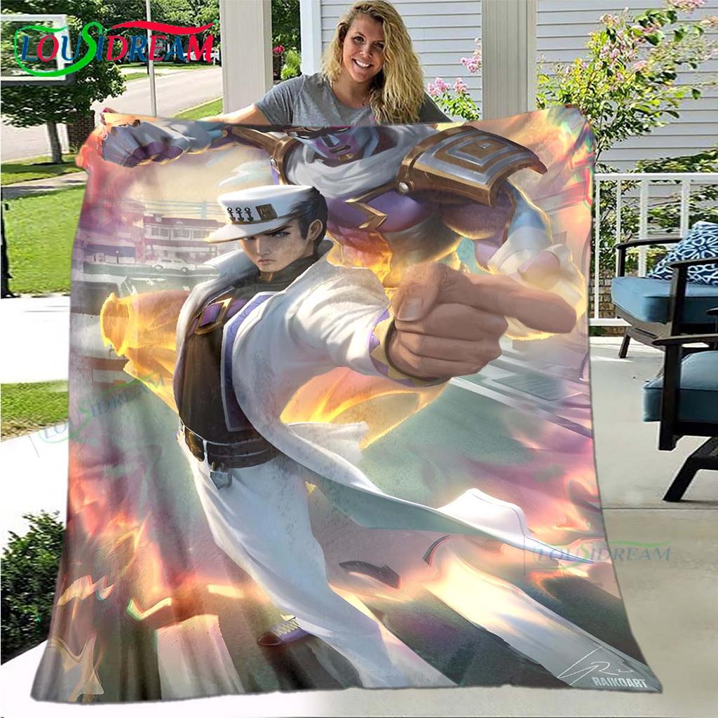 Cartoon J-JoJo’s Bizarre Adventure Blanket,Flannel Throw Blanket for Bed Sofa Picnic Office Hiking Leisure Nap Birthday Gift