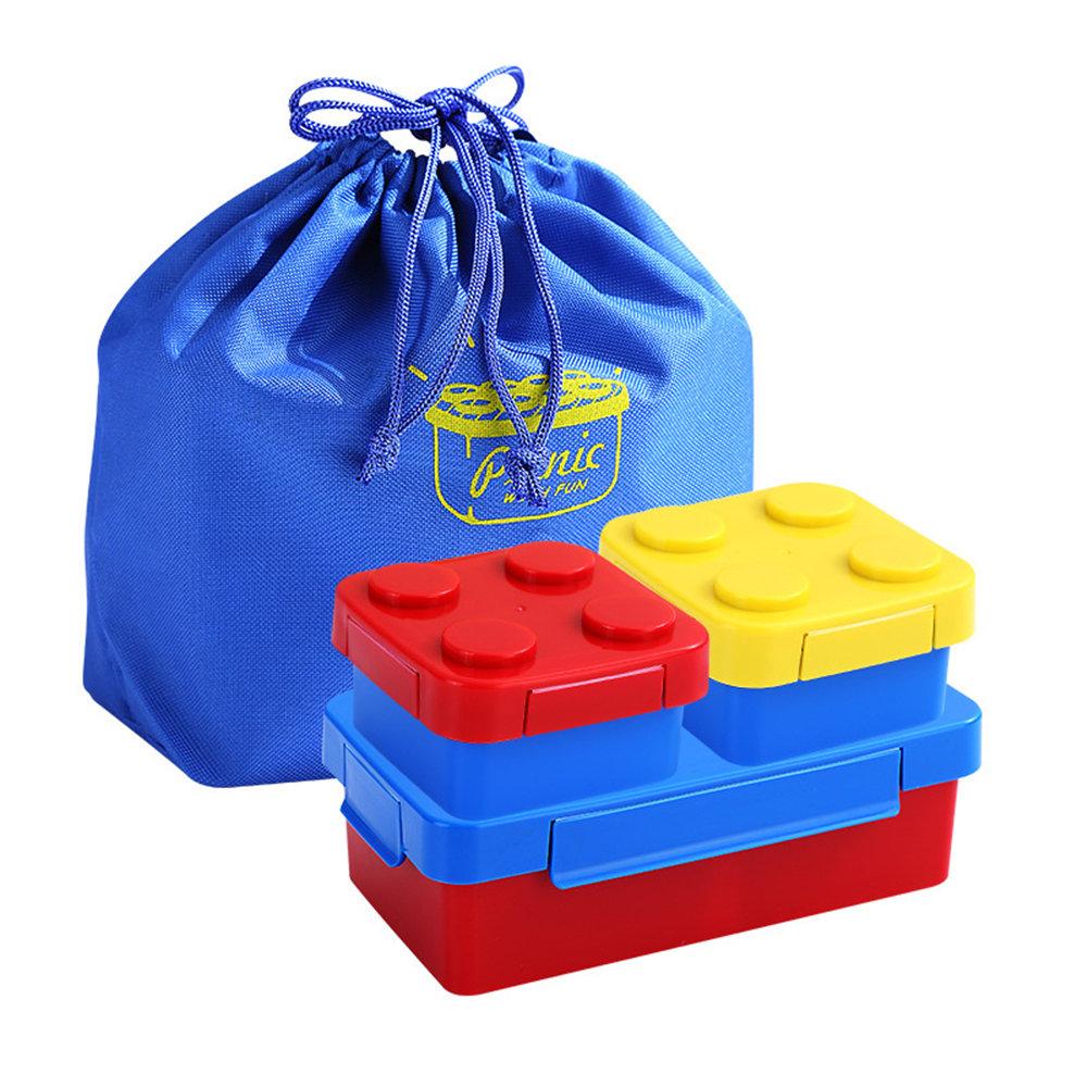 Creative Funny Building Block Splicing Bento Box for Kids - Microwave Safe Plastic Food Storage Container for School Lunch