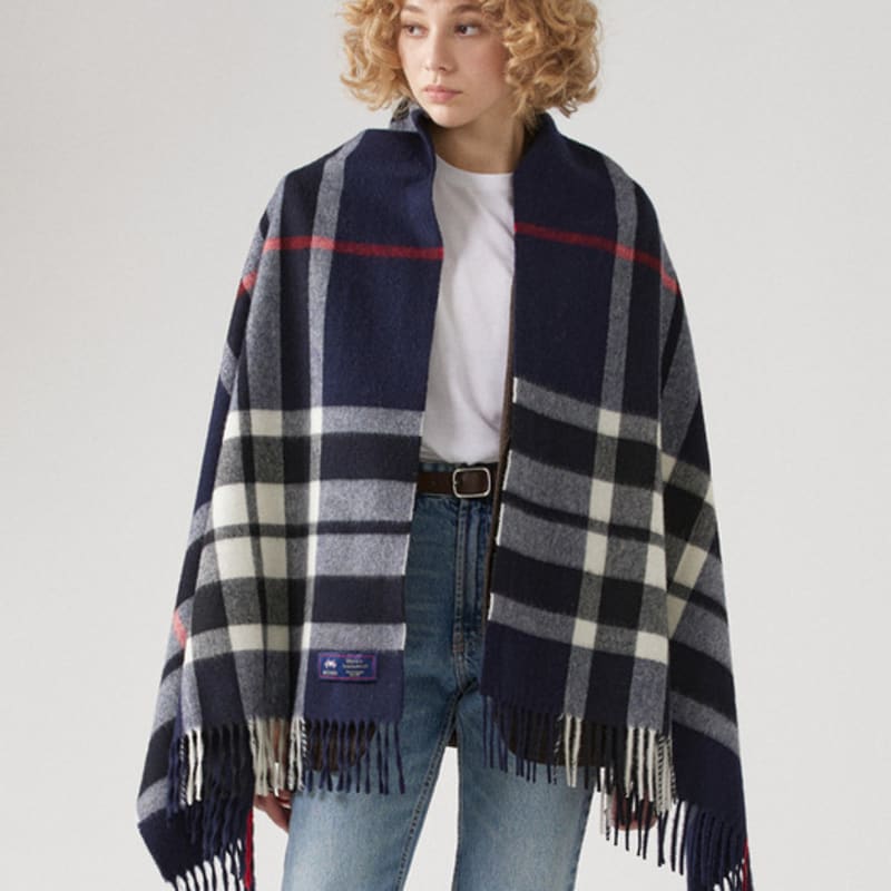 ABRAHAM MOON Merino Wool Shawl 70cm - Westminster Navy