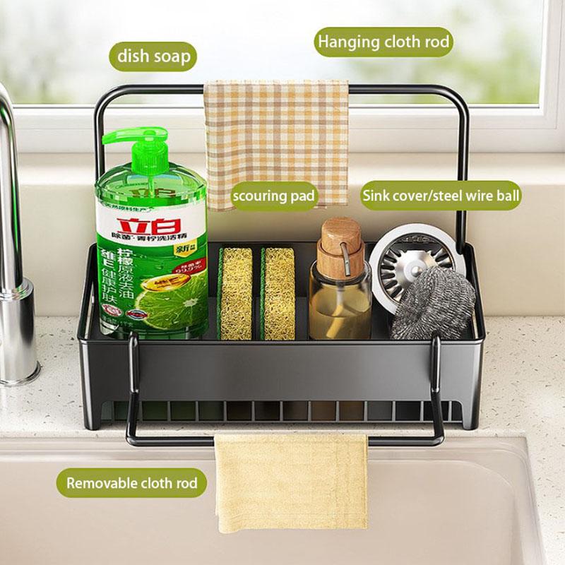 Household Storage Rack Rag Kitchen Drain Sink Sponge Shelf Faucet Dishwasher Sink Multi-function Storage Tool
