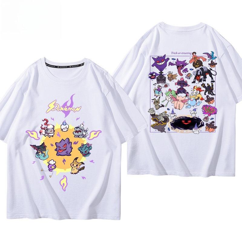 Pokémon Gengar Printing Tee 100 Cotton Tshirt Mens 2026 Summer Fashion Oversize Street Casual Y2K Tops Streetwear Clothing