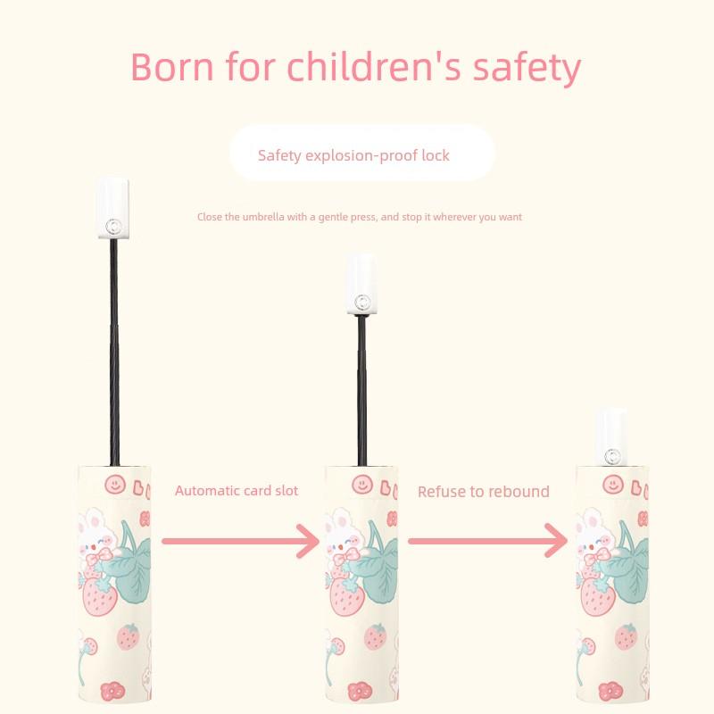 Safety Anti-Rebound Children's Sun Umbrella for Girls and Boys, Suitable for Elementary School Students, Dual-Use Sun and Rain Umbrella with Sun