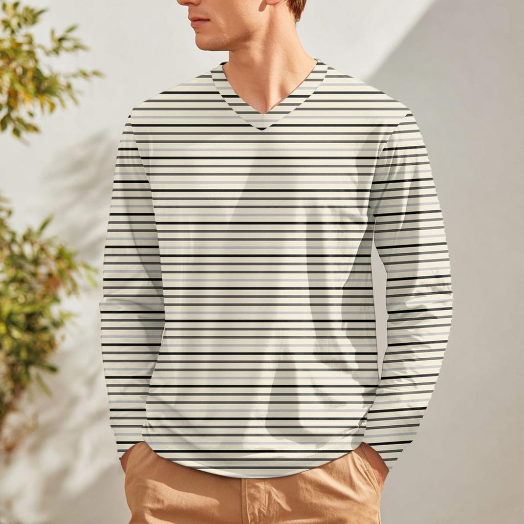 Herr V-ringad Casual Mode Tryckt Långärmad T-shirt Topp