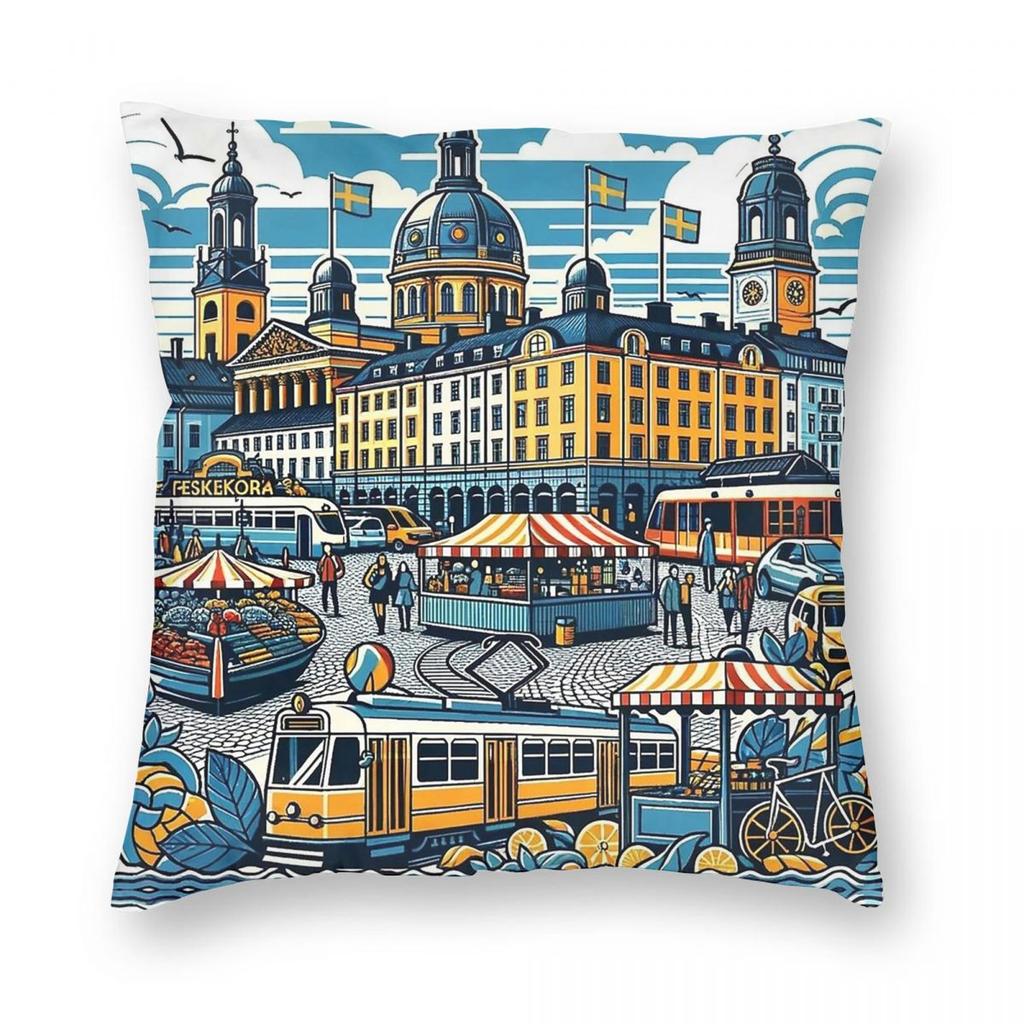 Gothenburg Sweden Pillowcase Polyester Linen Velvet Creative Zip Decorative Throw Pillow Case Home Cushion Cover 18"