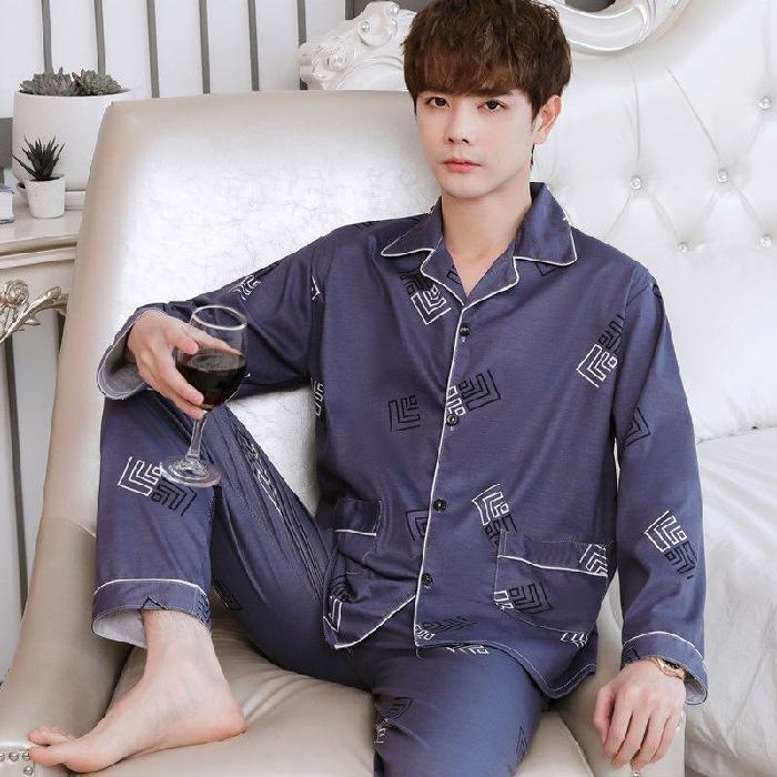 Ensemble pyjama 2 pièces pour hommes, chemise à manches longues et pantalon, vêtements de maison, vêtements de nuit, printemps-automne
