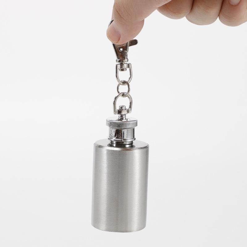 1 szt. Przenośny Mały Bukłak na Wino, Bukłak na Wino ze Stali Nierdzewnej, Prezent Biznesowy 1 uncja Butelka na Białe Wino z Breloczkiem