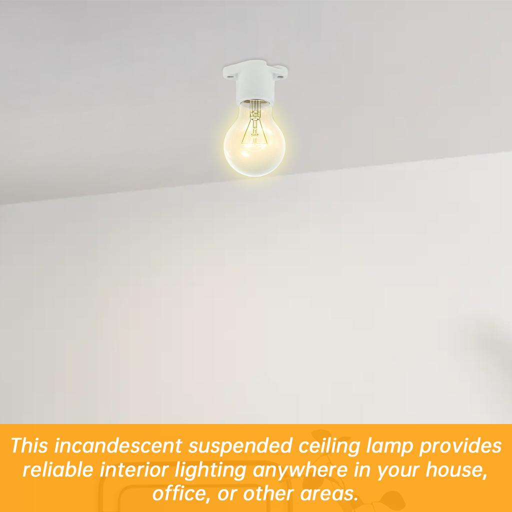 Porcelain E26 Keyless Lamp Socket Flange Mounting Surface Mount Heavy Duty Indoor Garage Closet Lighting