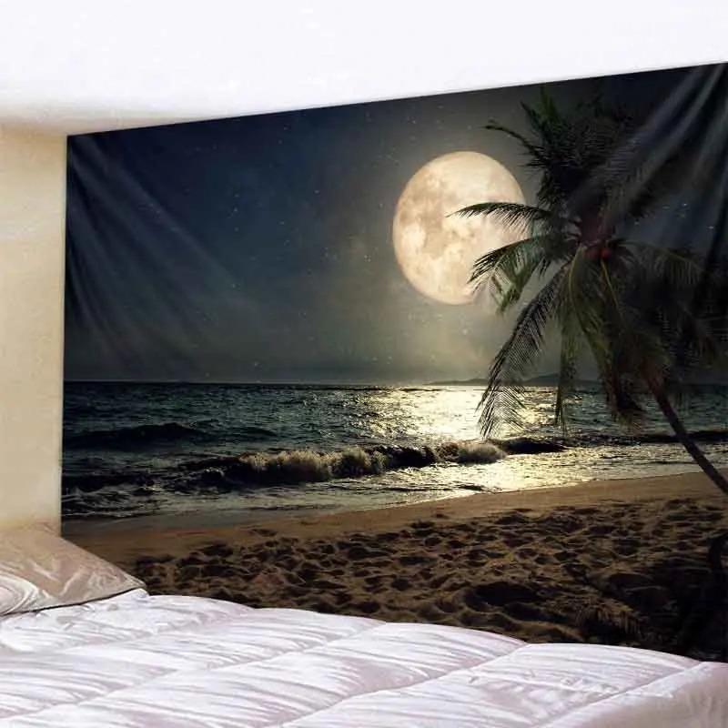 Background decoration tropical plant tapestry aerial palm tree wall hanging Nordic ins home living room bedroom fabric painting