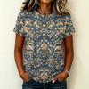Women's Casual Pullover T Shirt Short Sleeve Round Neck Floral Print Top Lightweight Soft Fabric Relaxed Fit Tee for Everyday Wear