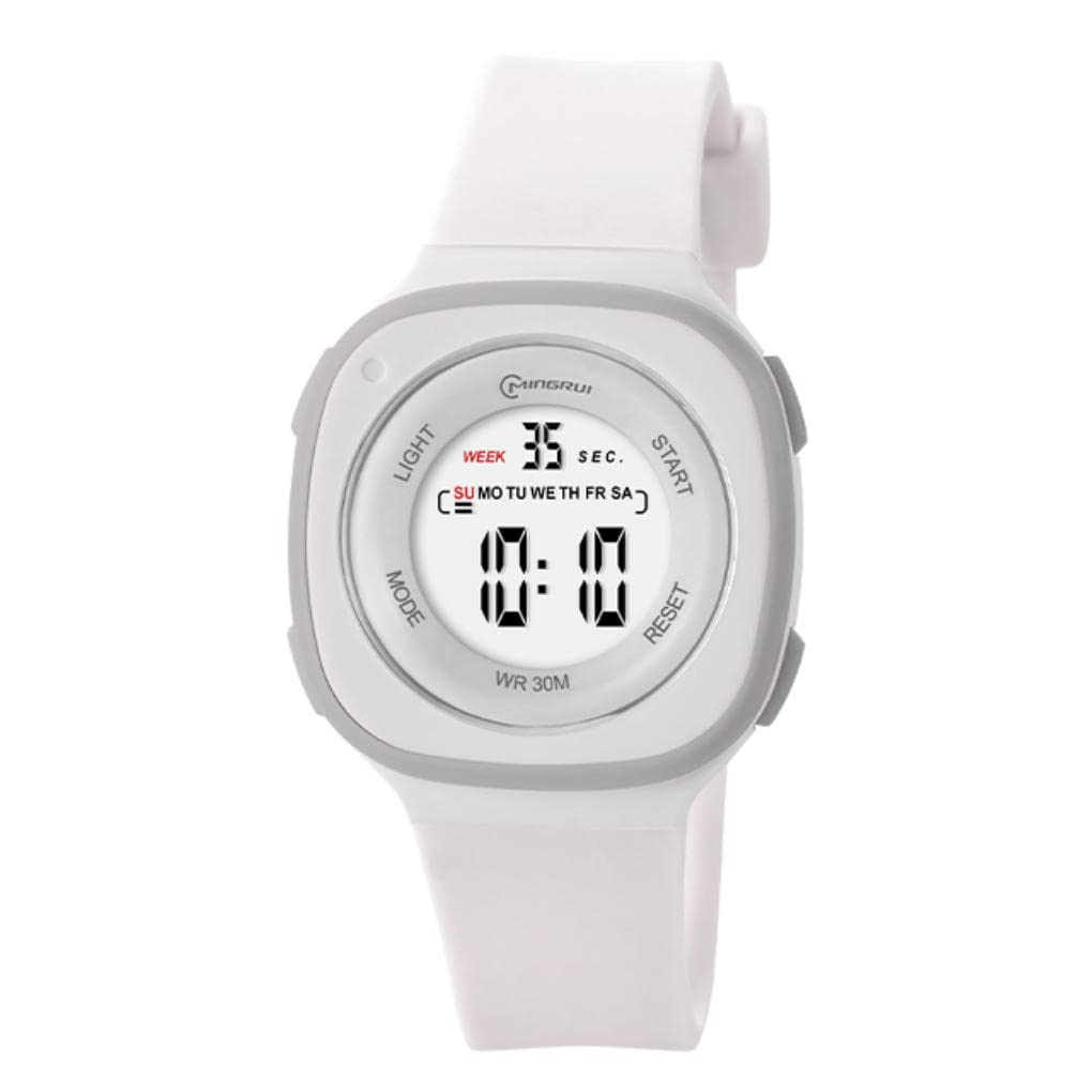 

MINGRUI Women s Digital Watch Rectangle Daily Waterproof White