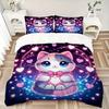 3pcs Sweet Love Cat Design Pattern Bedding Three-Piece Set (1 Cover + 2 Pillowcases, No Fillings), This Printed Bedding Set Is